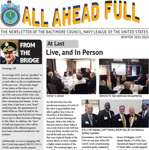 Winter 2022-23 - Annual Meeting Live In-Person Again, Farewell Shipmate Rev Guy Hawtin, Veterans Day and Christmas Appearances, War of 1812 Naval Battles, Navy Day in Baltimore, USS Carl Levin commissioning preparations