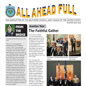 Winter 2023-24 - Annual Meeting & Banquet, Veterans Day, Special Recognitions, Dandy 5th Pass in Review & Mayors Christmas Parade celebrations, WWII Baltimore port security hero Kerman the Cat, USCGC Calhoun & USS Constellation commissionings