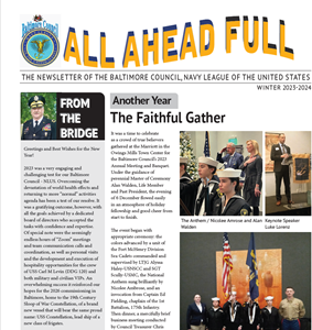 Winter 2023-24 - Annual Meeting & Banquet, Veterans Day, Special Recognitions, Dandy 5th Pass in Review & Mayors Christmas Parade celebrations, WWII Baltimore port security hero Kerman the Cat, USCGC Calhoun & USS Constellation commissionings